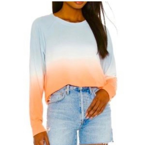 Sanctuary Tops - Sanctuary Ombre Raglan Sweatshirt Orange Blue Size Medium